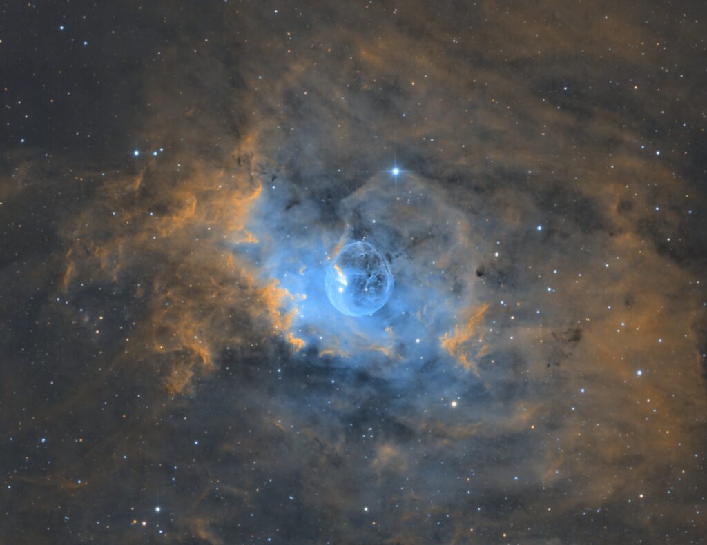 NGC7639 The Bubble | Camera: QSI6120 | Optics: TS Optics ONTC 8in | Ha 3nm: 19x600" | Sii 3nm: 21x600" | Oiii 3nm: 29x600" | Total Integration 11h 30m