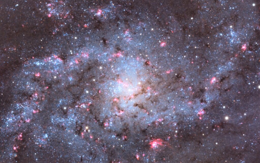 Messier 33 Into the Core | Camera: ASI 183M | Optics: Celestron Edge 9.25 | L: 94x200" | R: 25x300" | G: 25x300" | B: 23x300" | Ha 3nm: 15x600" | Total Integration 13h 48m
