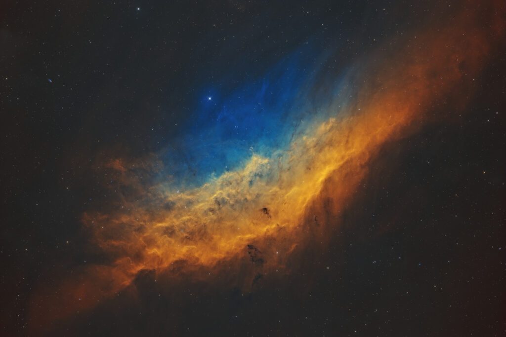 NGC1499 California Nebula | Camera: QHY600PH | Optics: Takahashi e160ED | Ha 6nm: 42x300" | Sii 6nm: 42x300" | Oiii 6nm: 180x300" | Total Integration 22h